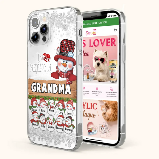 Custom Personalized Grandma Phone Case - Upto 10 Grandkids - Christmas Gift Idea for Grandma - I Love Being A Grandma - Case For iPhone/Samsung