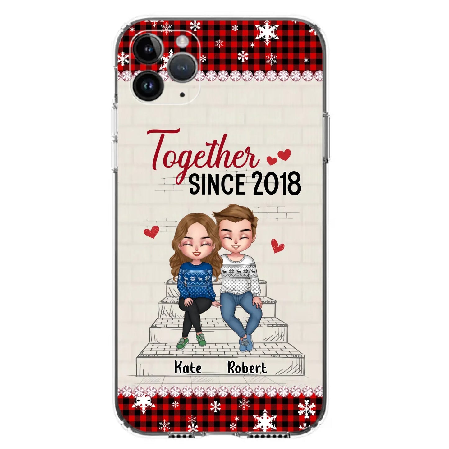 Custom Personalized Christmas Couple Phone Case - Christmas Gift Idea For Couple - Together Since 2018 - Case For iPhone/Samsung