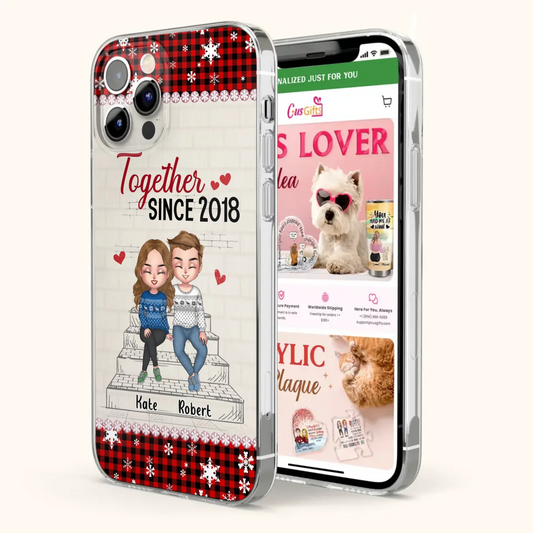 Custom Personalized Christmas Couple Phone Case - Christmas Gift Idea For Couple - Together Since 2018 - Case For iPhone/Samsung