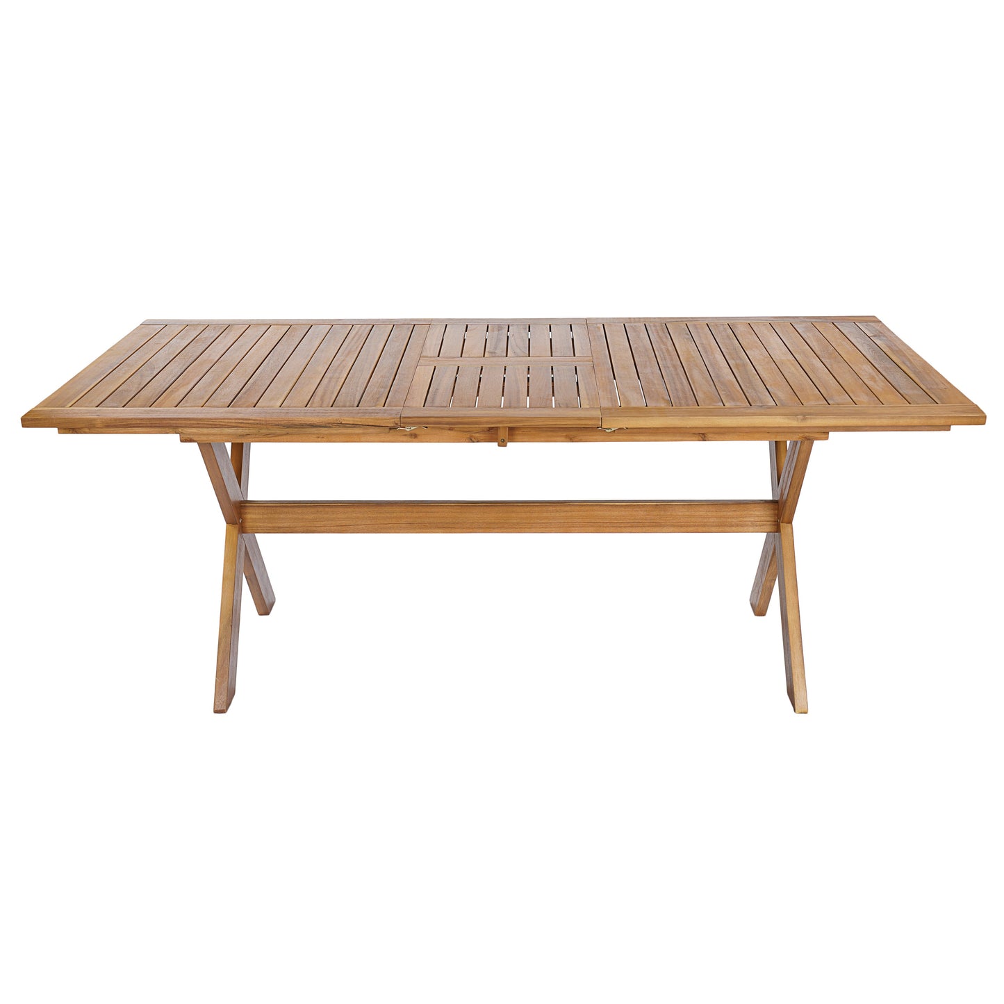 60-76" Acacia Wood Outdoor Dining Table, Telescopic, Teak Finish