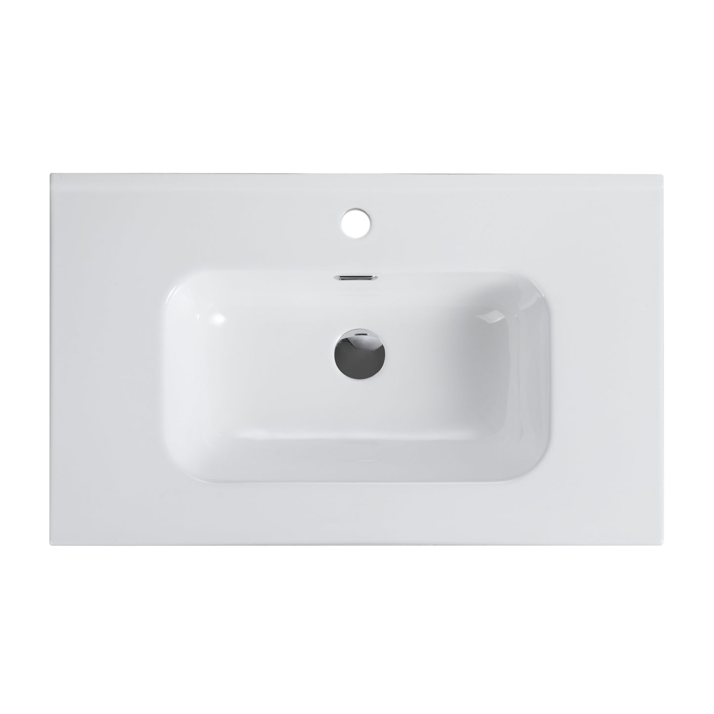 Glossy White Ceramic Integrated Basin