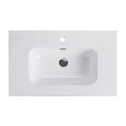 Glossy White Ceramic Integrated Basin