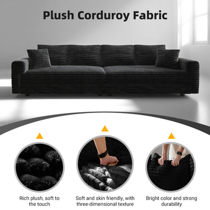 Deep Seat Convertible Sofa With Soft Pillows And Ottomans