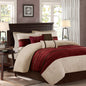 7 Pc Pieced Faux Suede Comforter Set Red King