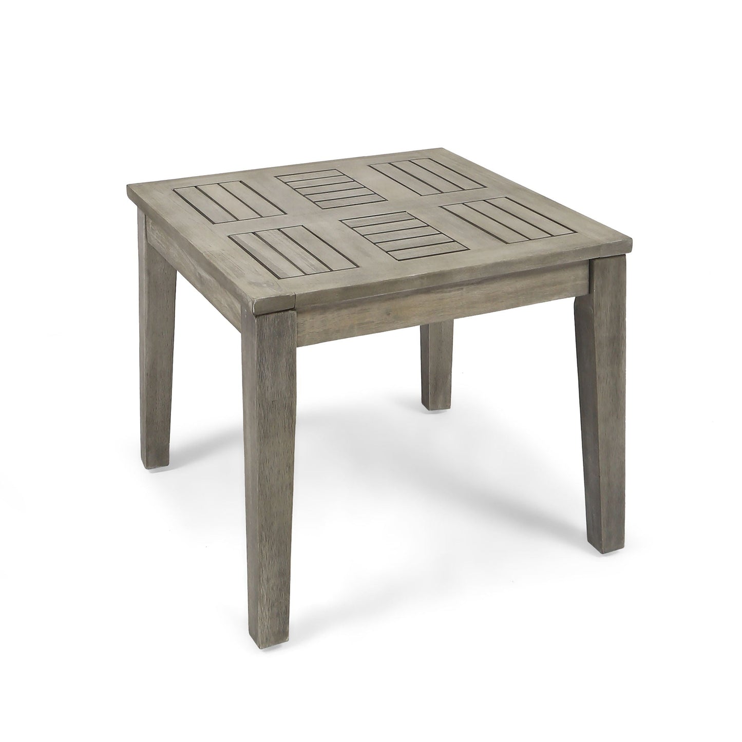 Dexterity Outdoor Square Side Table with Wood Frame - Gray
