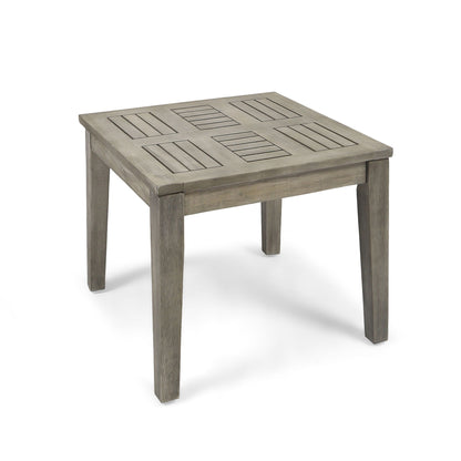 Dexterity Outdoor Square Side Table with Wood Frame - Gray