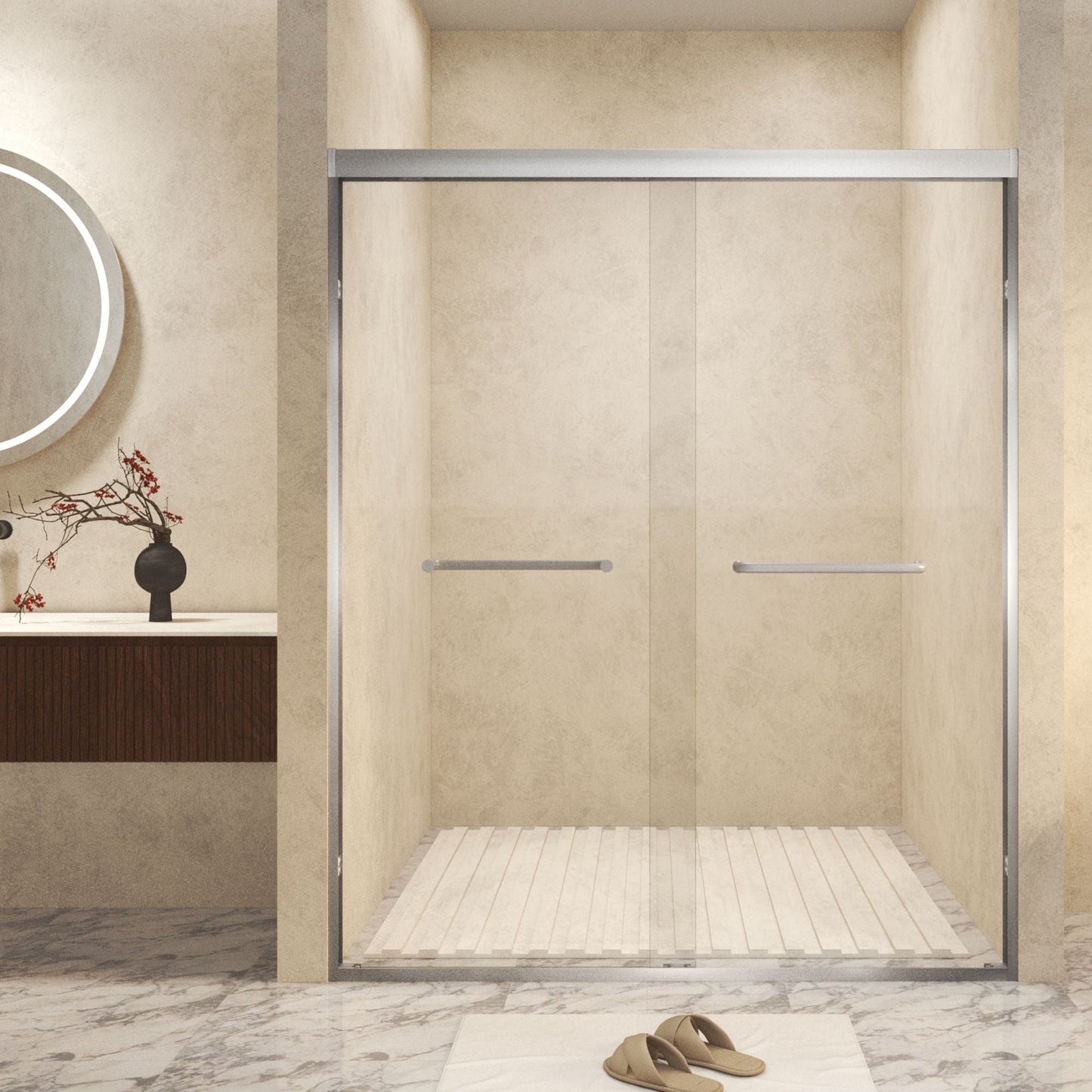 Double Sliding Shower Door With Explosion Proof Film