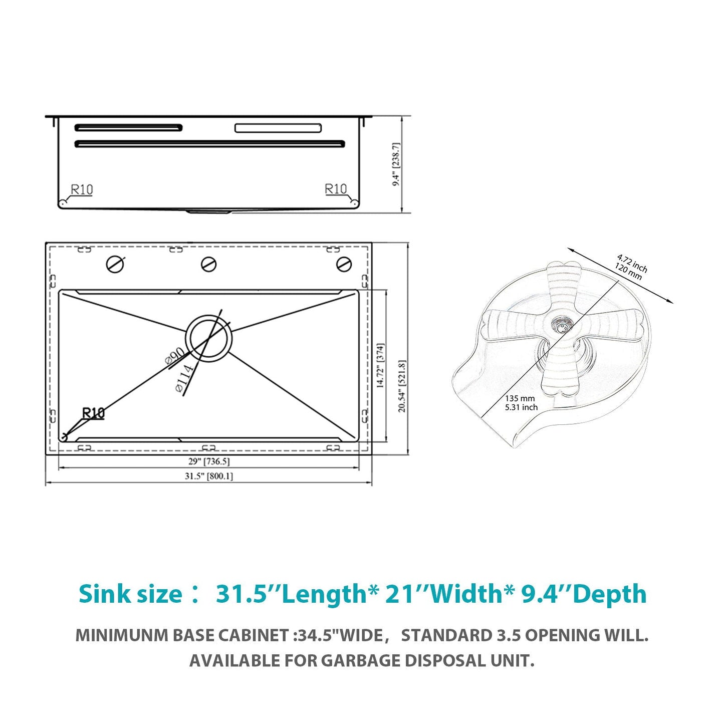 Drop In Waterfall Kitchen Sink With Pull-Out Faucet & Cup Washer