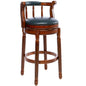 Swivel Cow Top Wooden Bar Stool, 360 Degree Swivel Bar Height Chair With Backs For Home Kitchen Counter