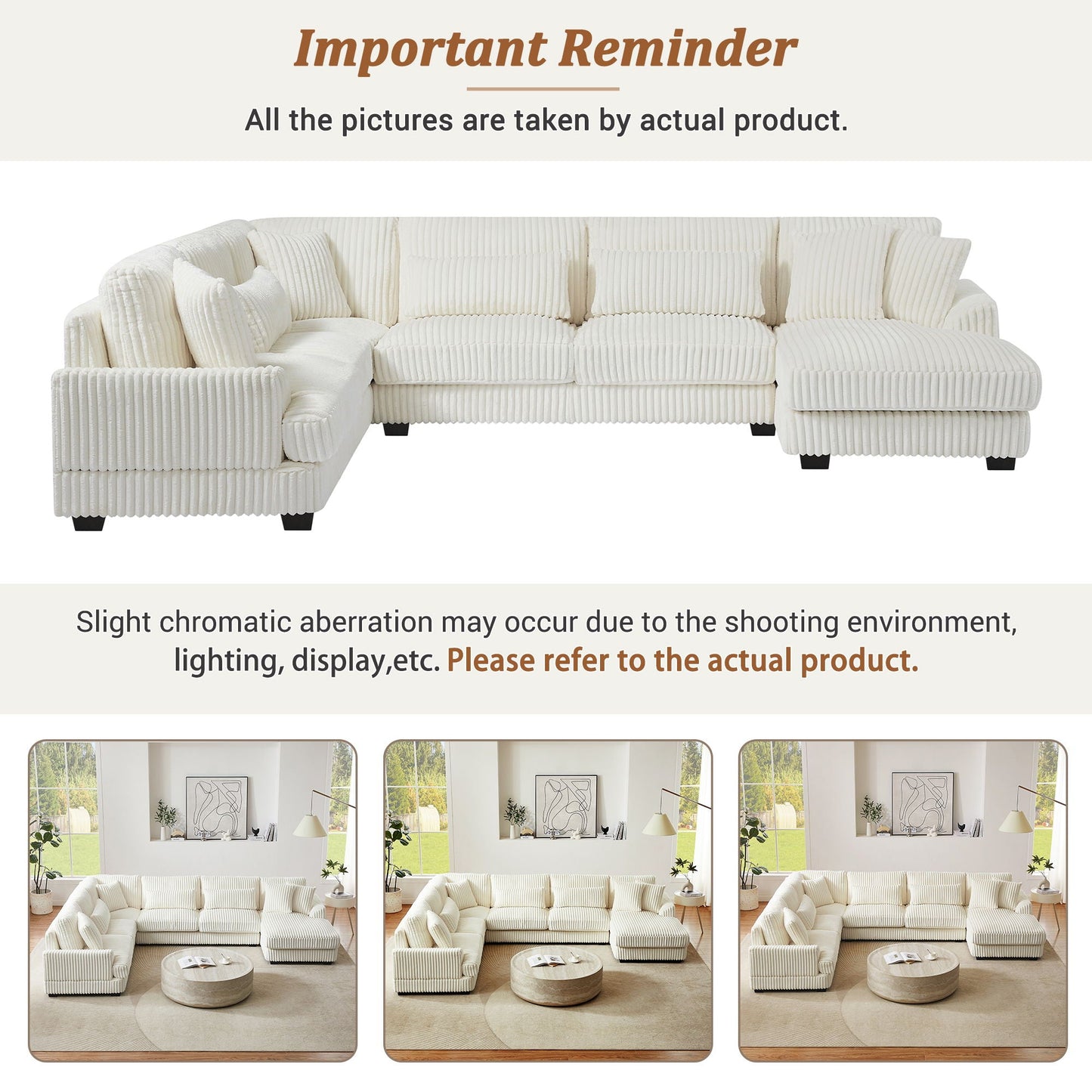 Oversized Sectional Sofa U - Shaped Sofa Couch Modern Sofa Upholstered In Soft With A Chaise Lounge For Living Room