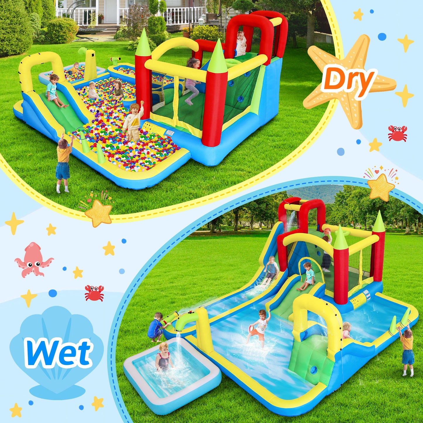 11-in-1 Inflatable Slide Water Park for Kids