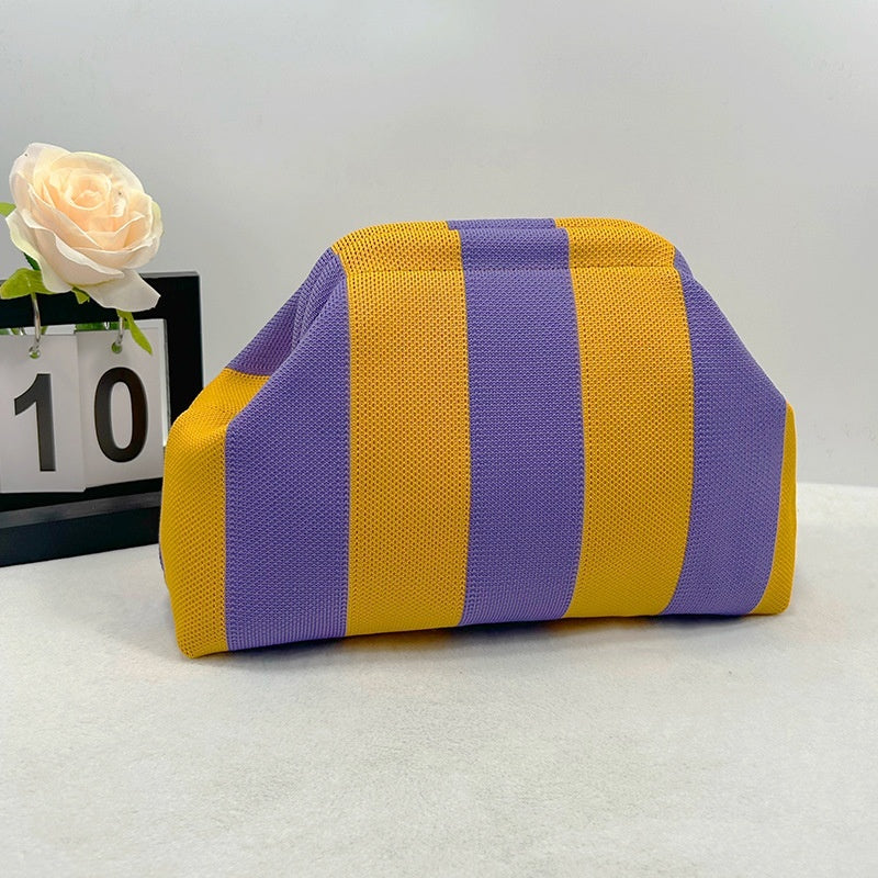 Womens Knitted Bag Striped Clutch
