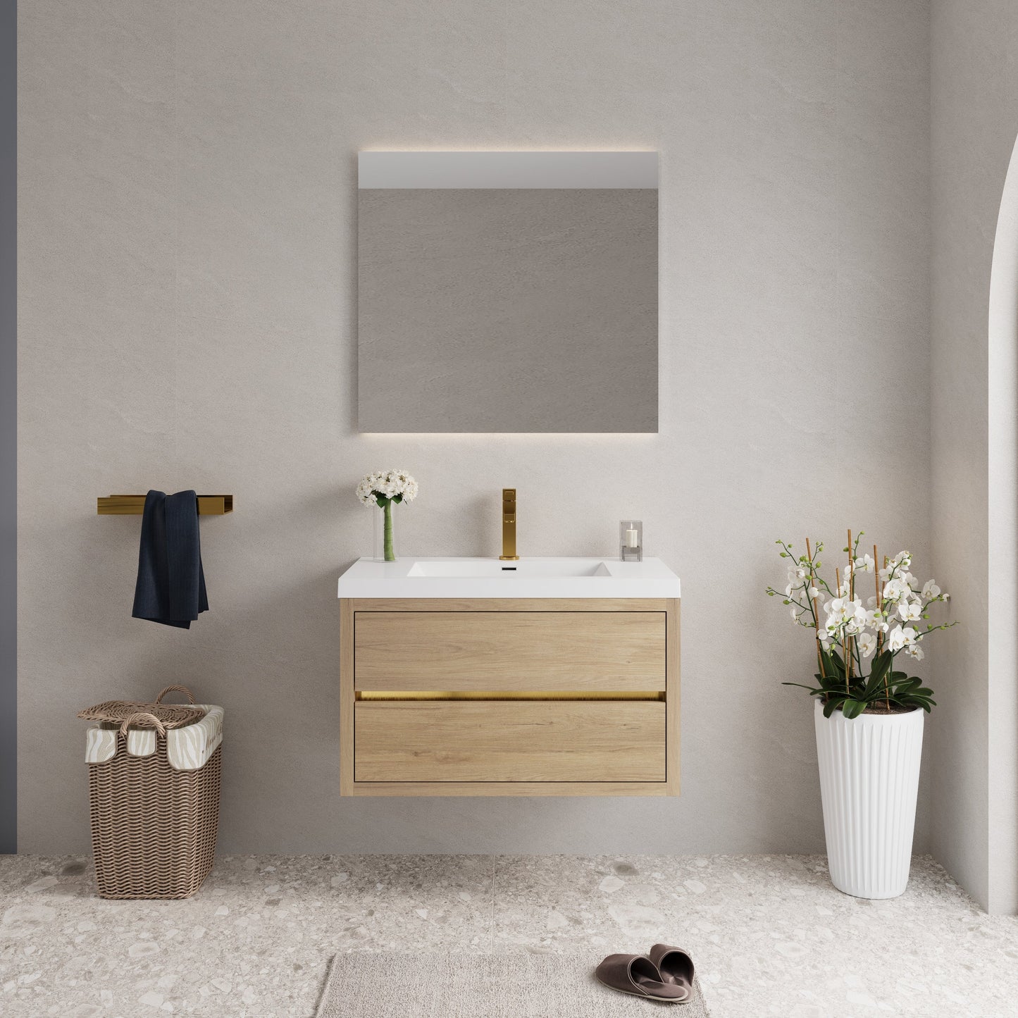 36" Wall-Mounted Bathroom Vanity with Sink