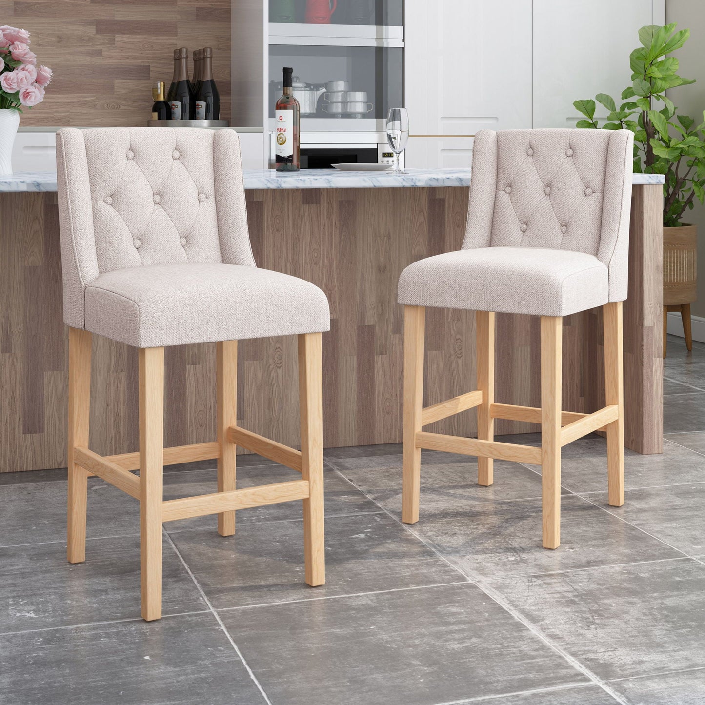 Ethereon Tufted Counter Stool (Set of 2)