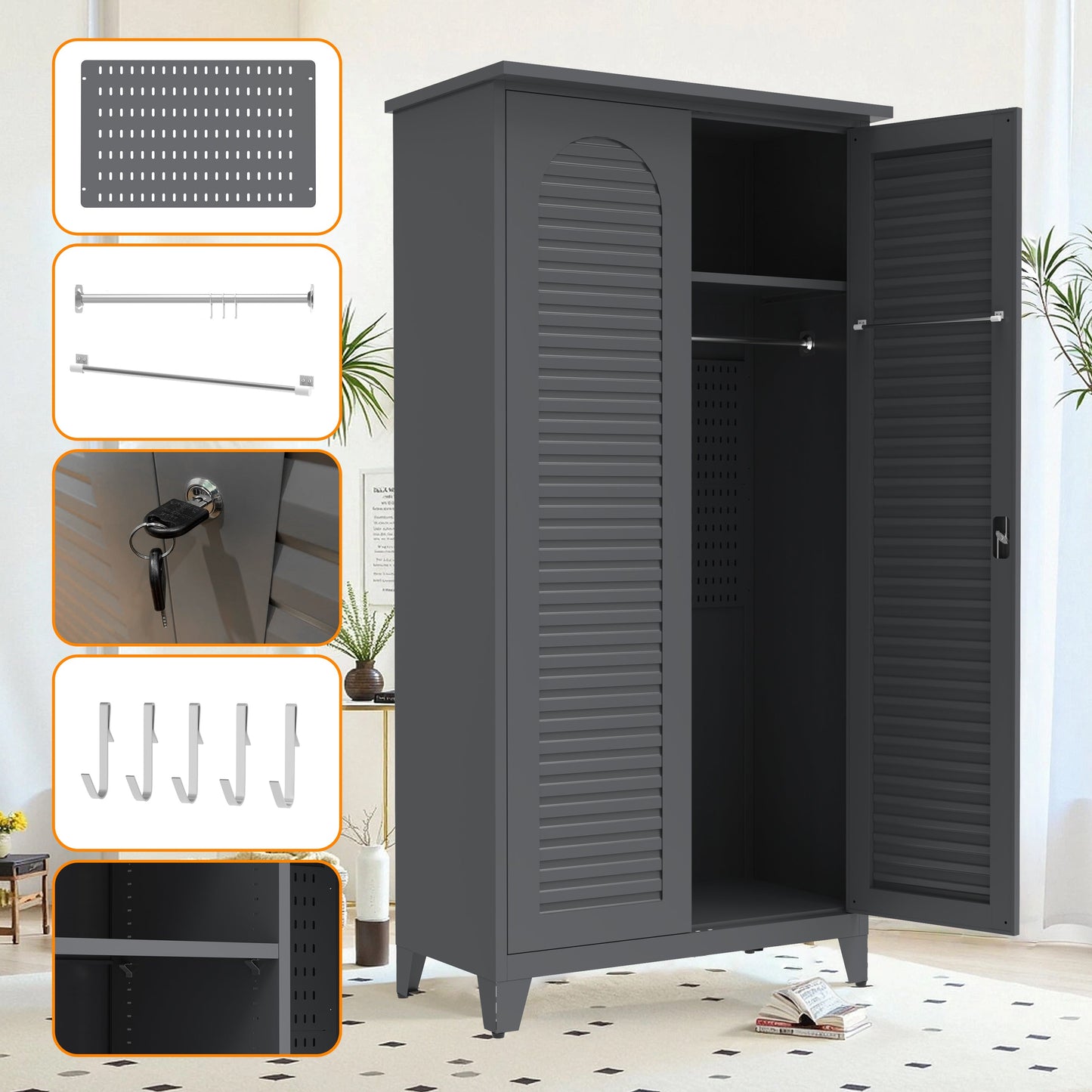 73'' Tall Metal Tool Storage Cabinet