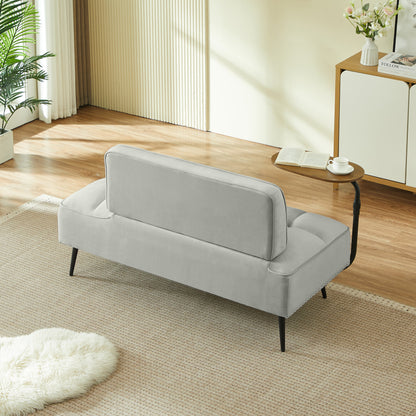 54-Inch Modern Two-Seater Velvet Sofa with Rotating Table
