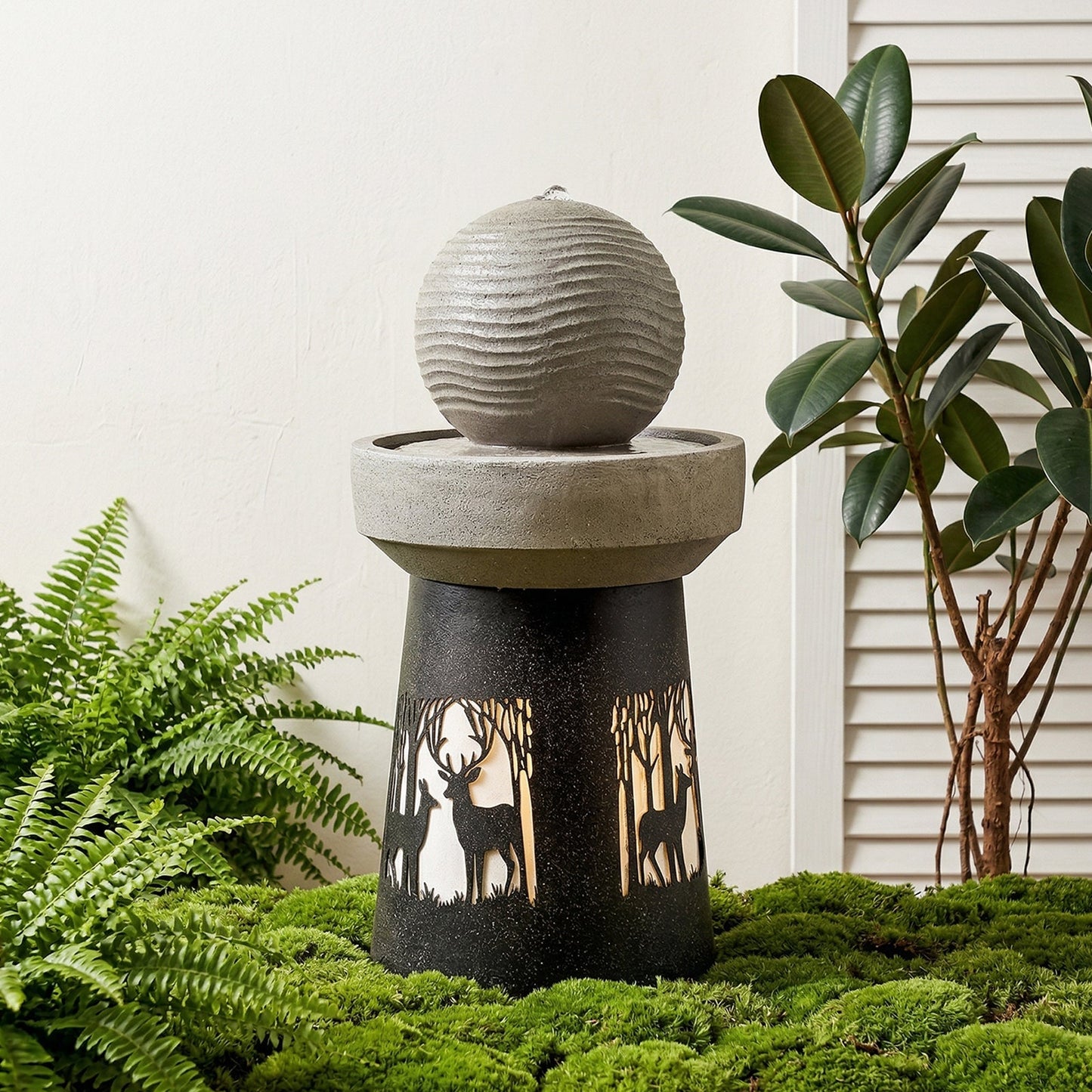 Outdoor Garden Lantern with Warm LED Light Deer Silhouette