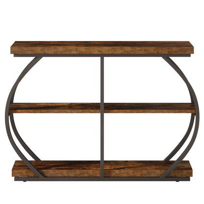 Console Table With Arched Frame, 3 Tier For Living Room - Brown / Black