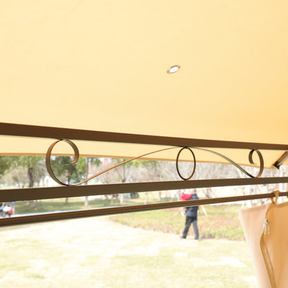 Khaki Outdoor Patio Gazebo Canopy Tent with Ventilated Double Roof