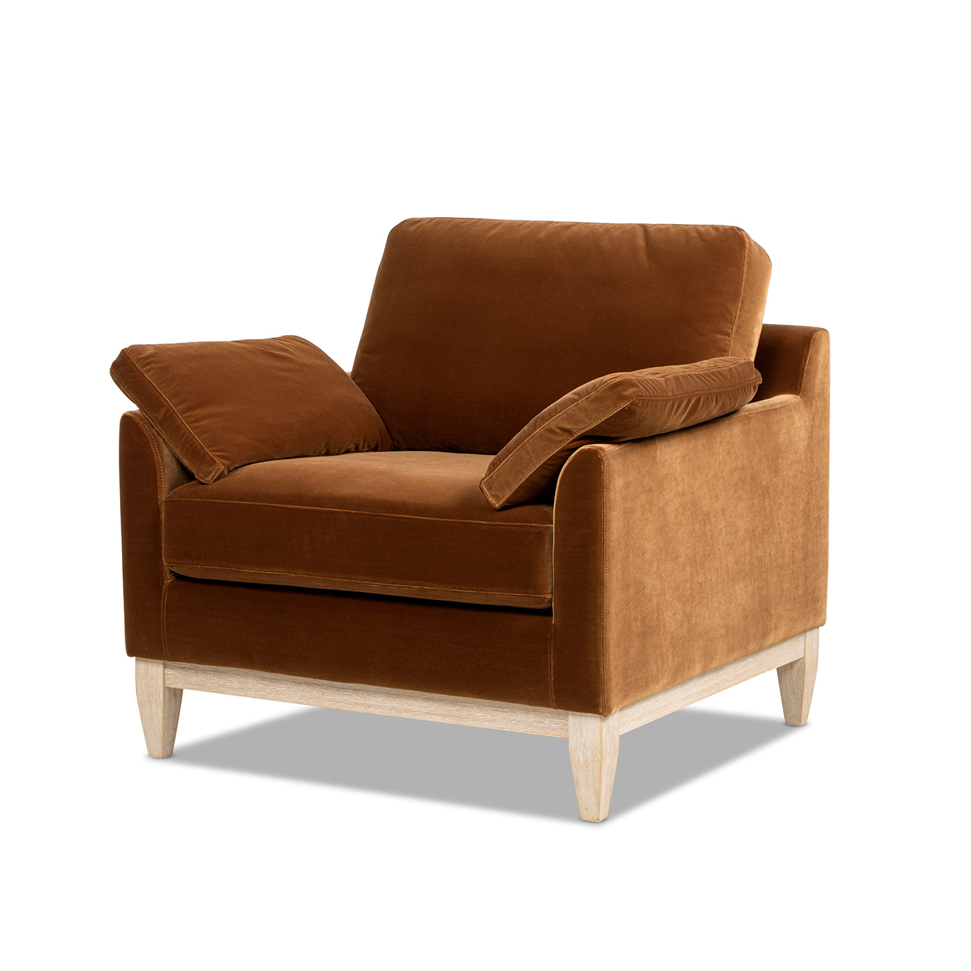Pasadena 36" Wide Modern Farmhouse Accent Arm Chair, Burnt Orange Velvet