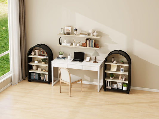 Arched 4-Tier Storage Cabinet with Carved Edges