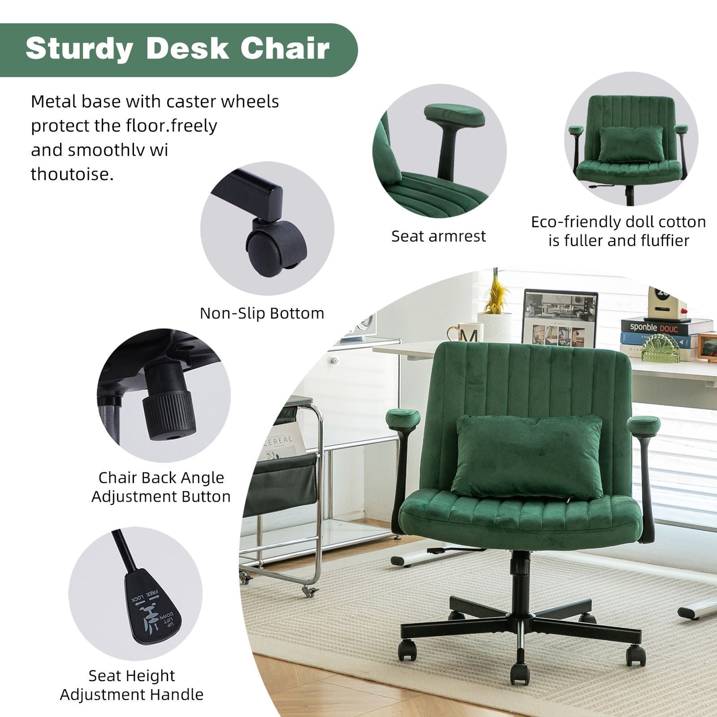 Criss Cross Armrest Office Chair With Wheels