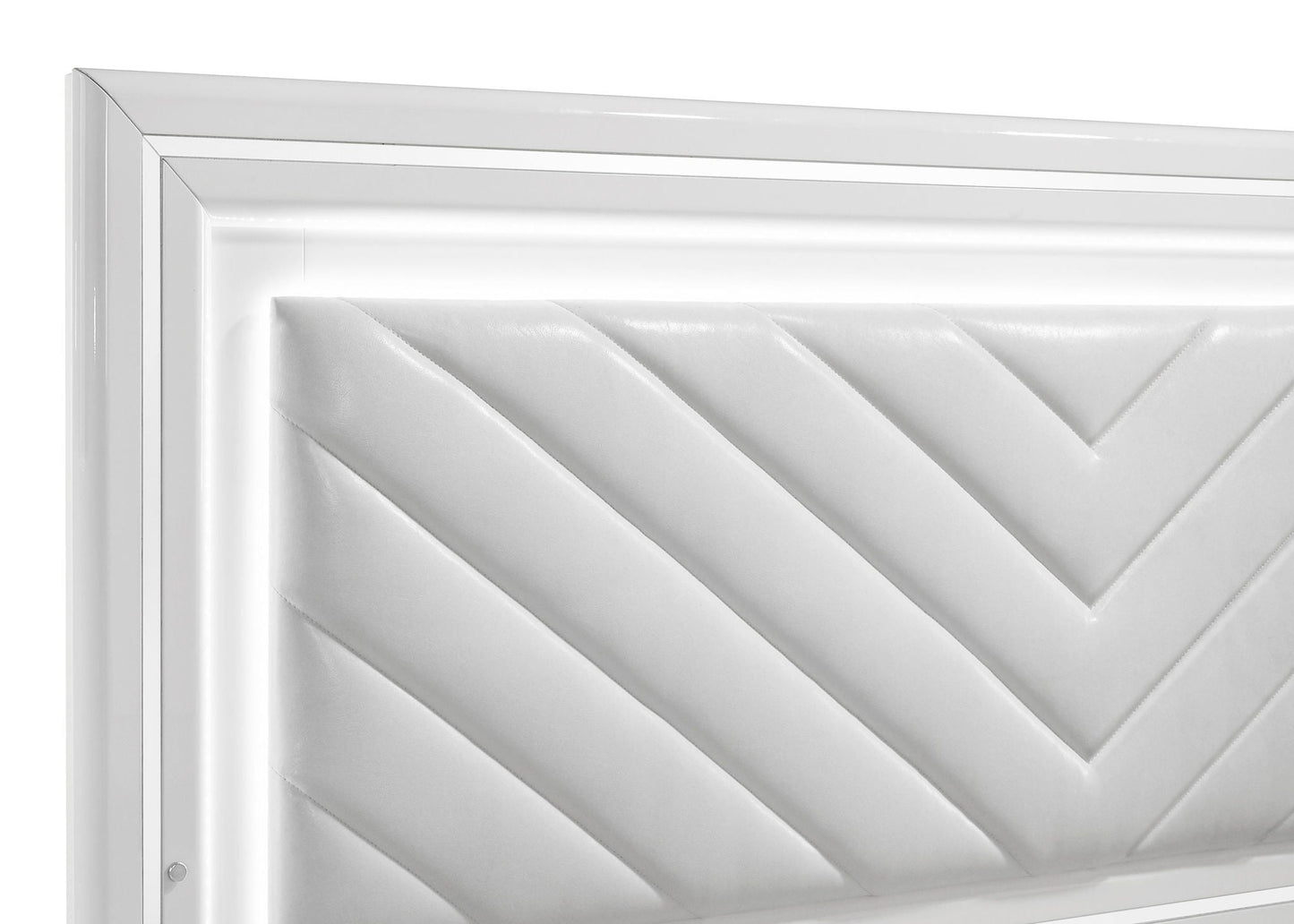 Cassia Eastern King LED Panel Bed White High Gloss