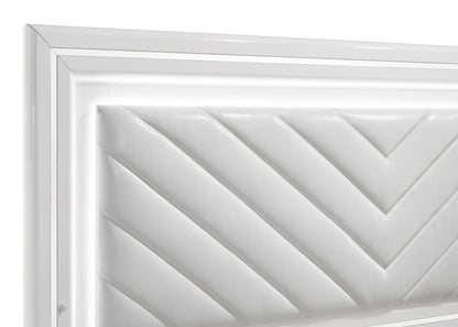 Cassia Eastern King LED Panel Bed White High Gloss