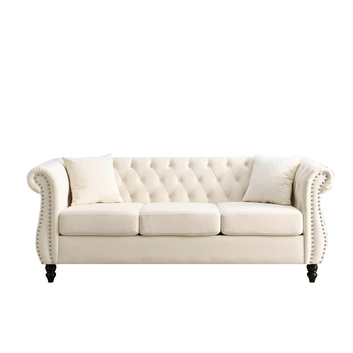 Chesterfield Sofa With Rolled Arms And Nailhead Trim