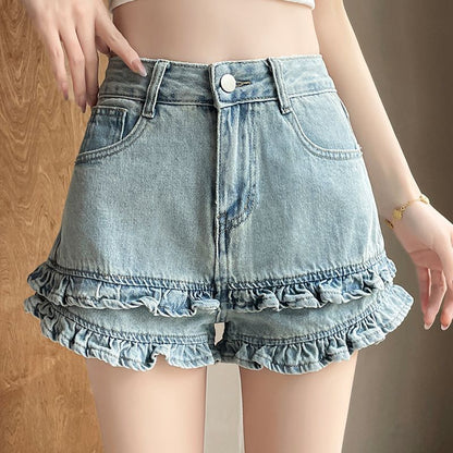 Women's Simple And Versatile High Waist Denim Shorts