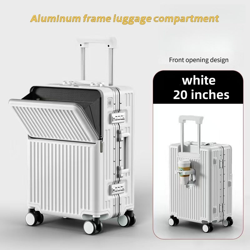 Frame Luggage, Front Open Lid Luggage, 20 Inch 24 Inch Large Capacity, TSA Lock, Universal Wheel Aluminum Frame Luggage, Sturdy And Durable Bag Set