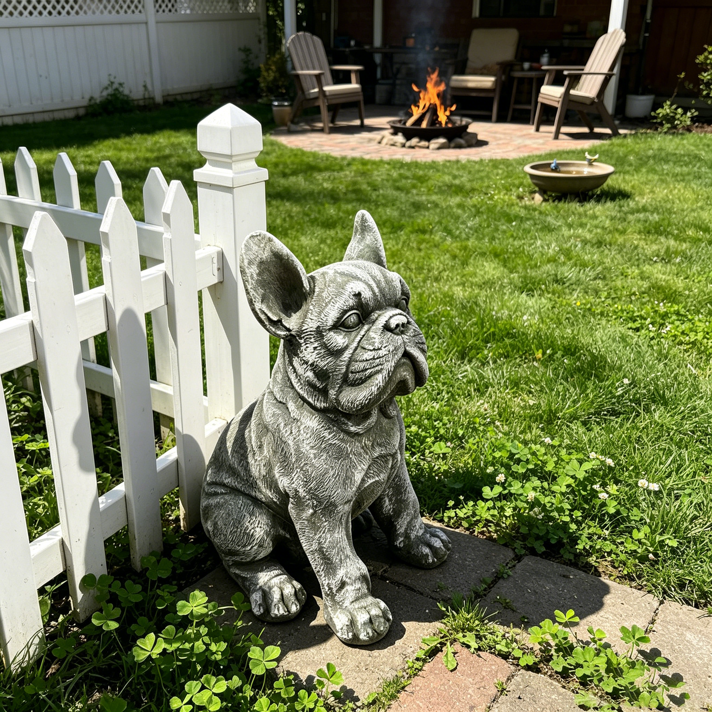 16" Outdoor Weatherproof French Bulldog Statue