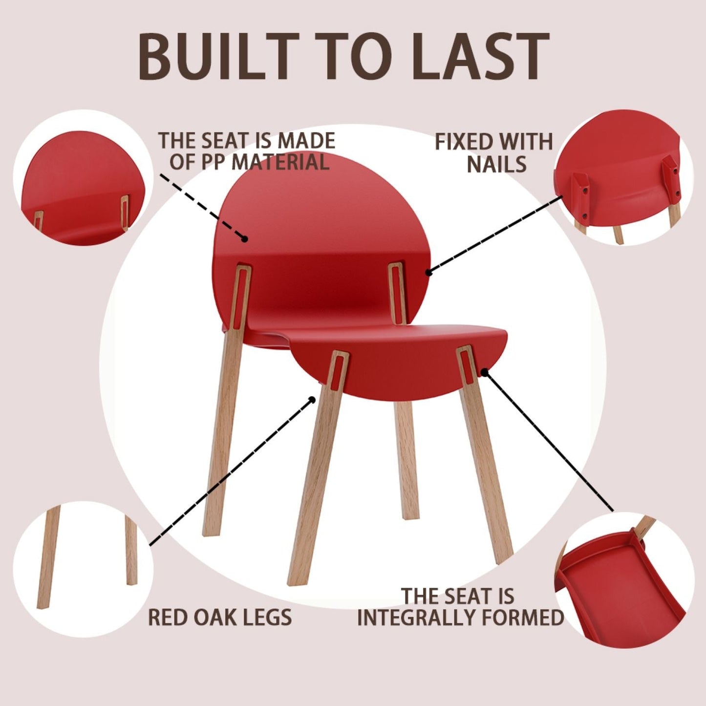 4 Piece Set Of Single Chairs, Traditional Elements With Round Table