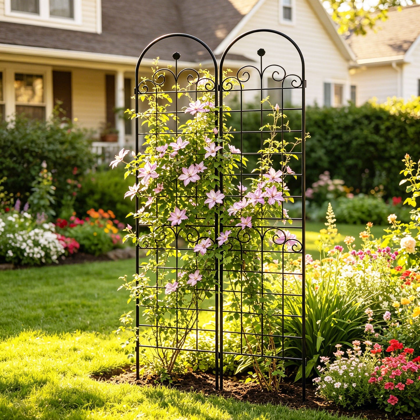Metal Garden Trellis For Climbing Plants Outdoor Rustproof Plant Support Rose Trellis Netting Trellis