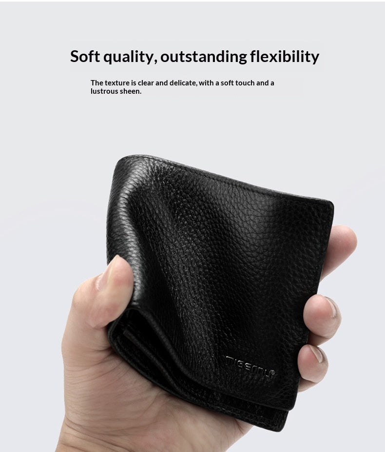 Mens Large-capacity Multi-card Short Leather Wallet