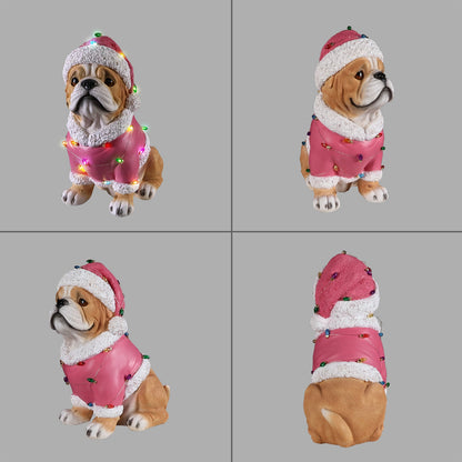 Christmas Pug Statue, Holiday Dog Figurine