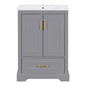 Bathroom Vanity With Sink, 1 Divided Drawer And 2 Soft Close Doors With Double Shelf
