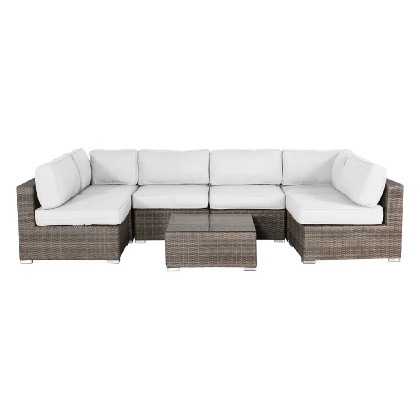 Seating Set With Cushions Handcrafted Wicker Design