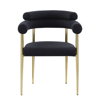 Dining Chairs (Set of 2), Mid-Century Modern Dining Chairs, Kitchen Dining Room Chairs, Round Boucle Backrest Sherpa Dining Chair With Brushed Metal Legs