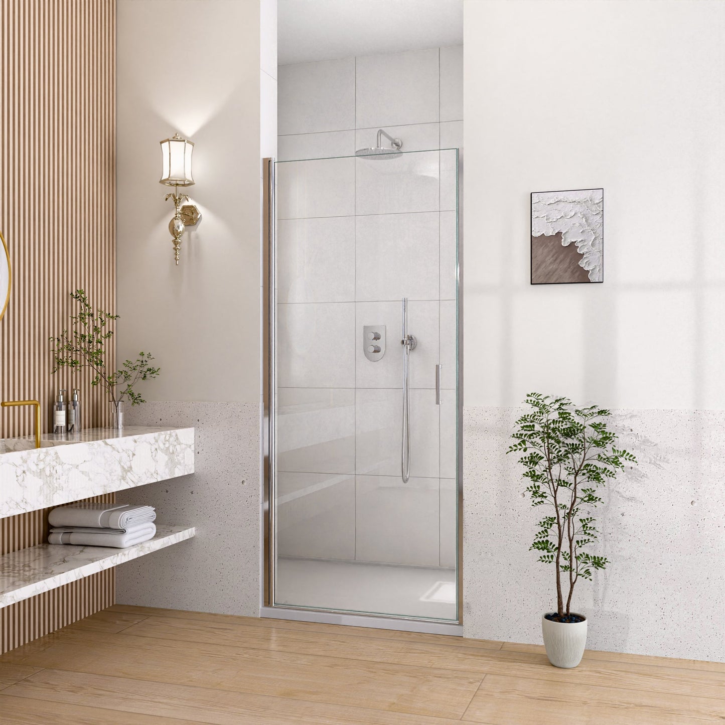 24" W x 72" H Semi-Frameless Circular Pivot Shower Door