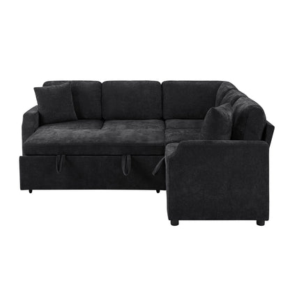 Modern L Shaped Sectional Sofa Bed With Hidden Storage Upholstery