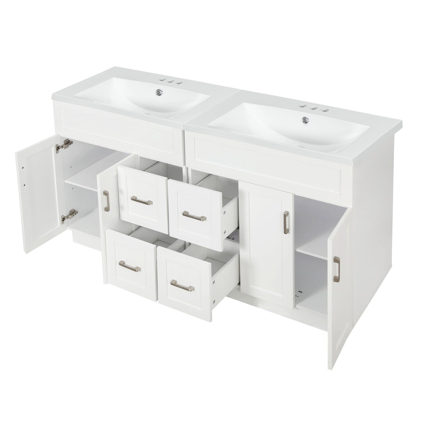 Bathroom Vanity With 2 Doors, 2 Drawers, Adjustable Shelf, Hidden Slides & Soft Close Hinges