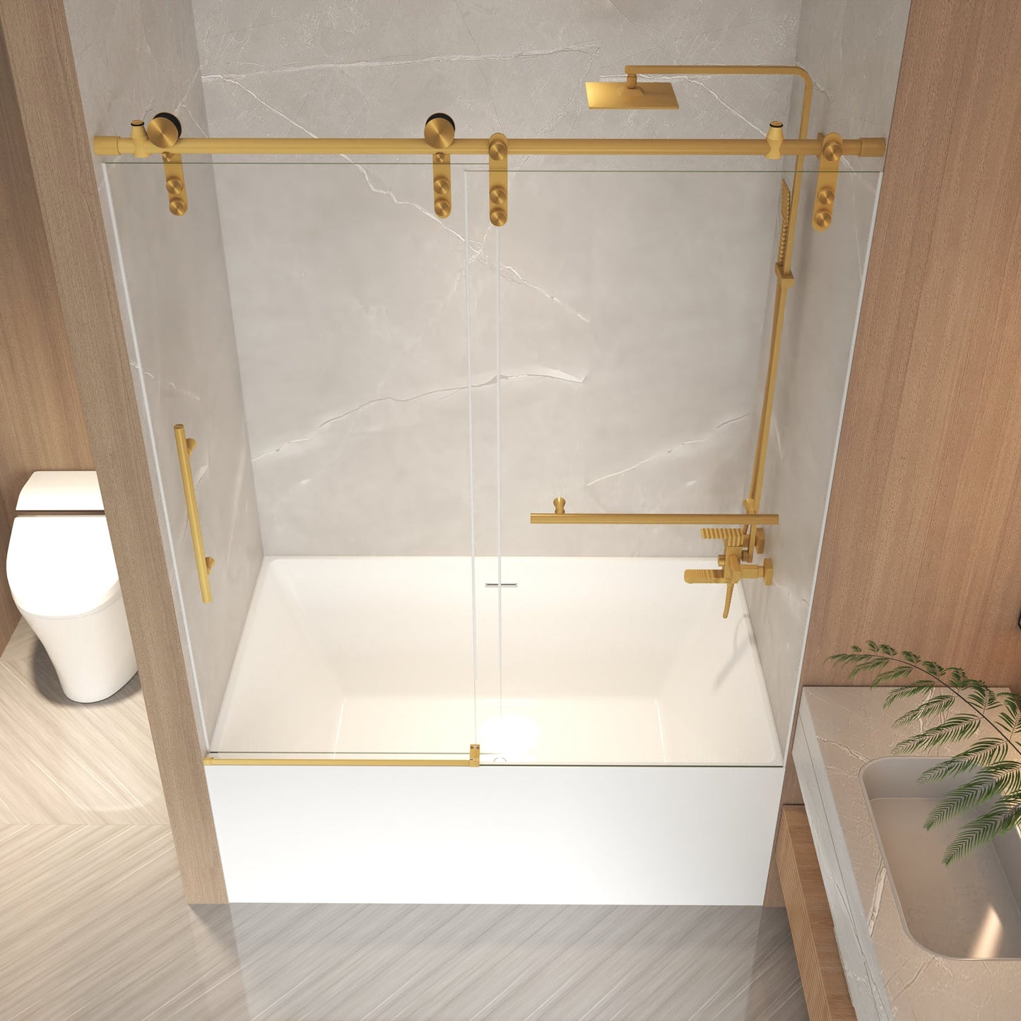 56-60" x 66" Frameless Sliding Bathtub Door