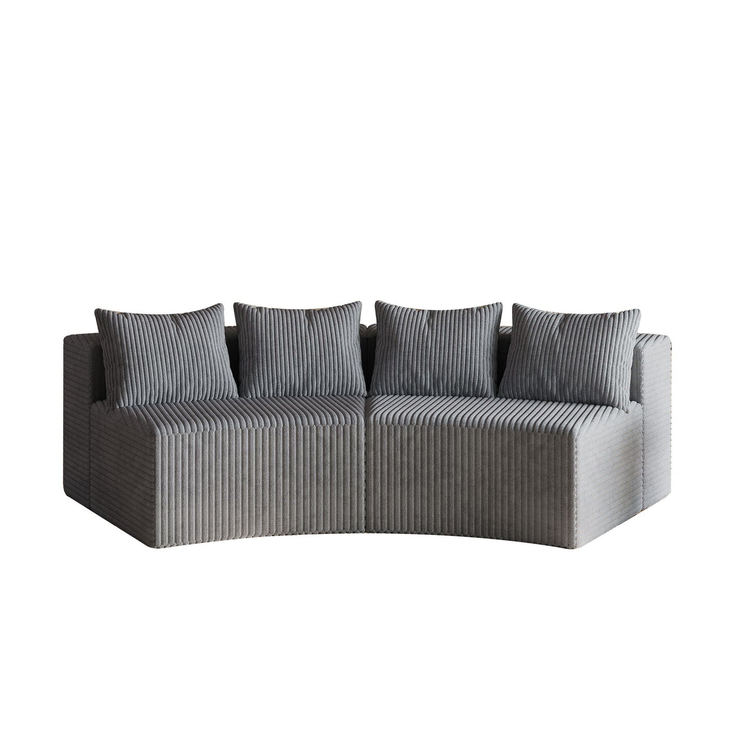Curved Sectional Sofa With 4 Pillows, Modular Semi Circular Design