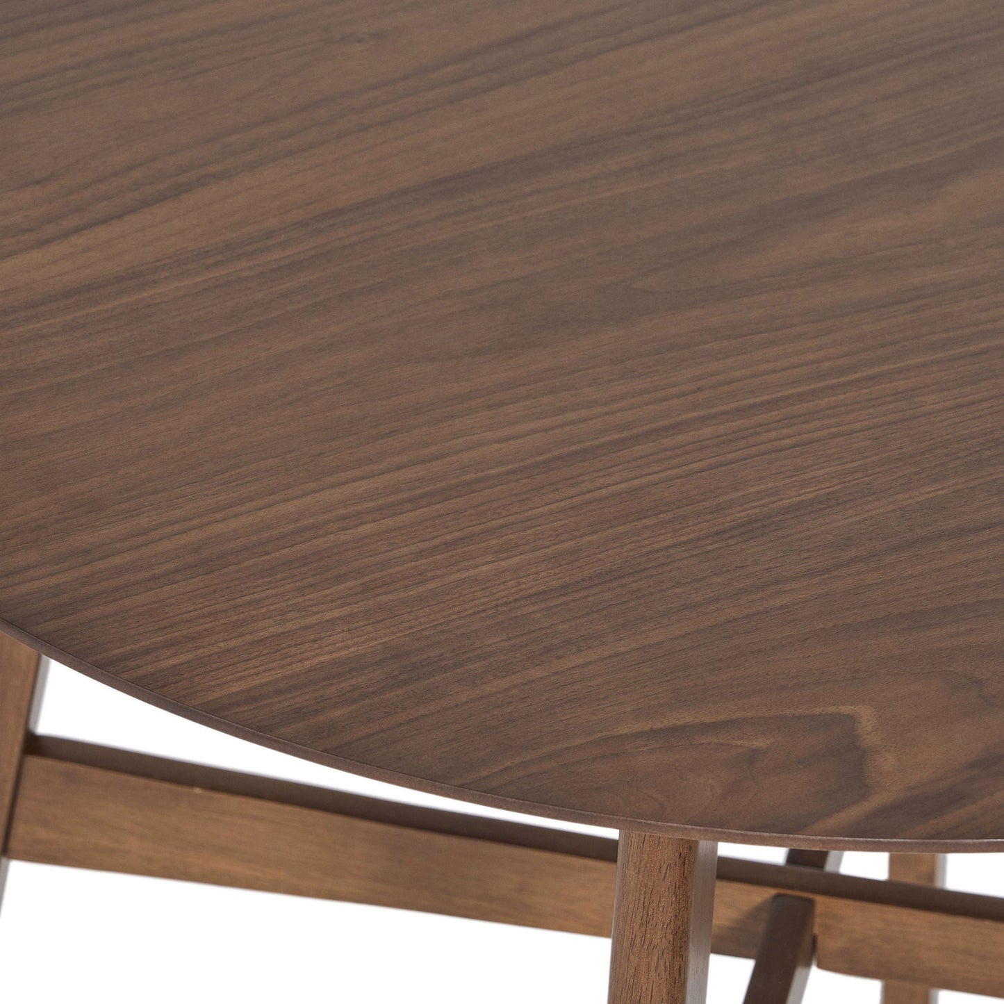 Round Counter Height Dining Table With Thick Rubberwood Legs And Support Beams - Walnut