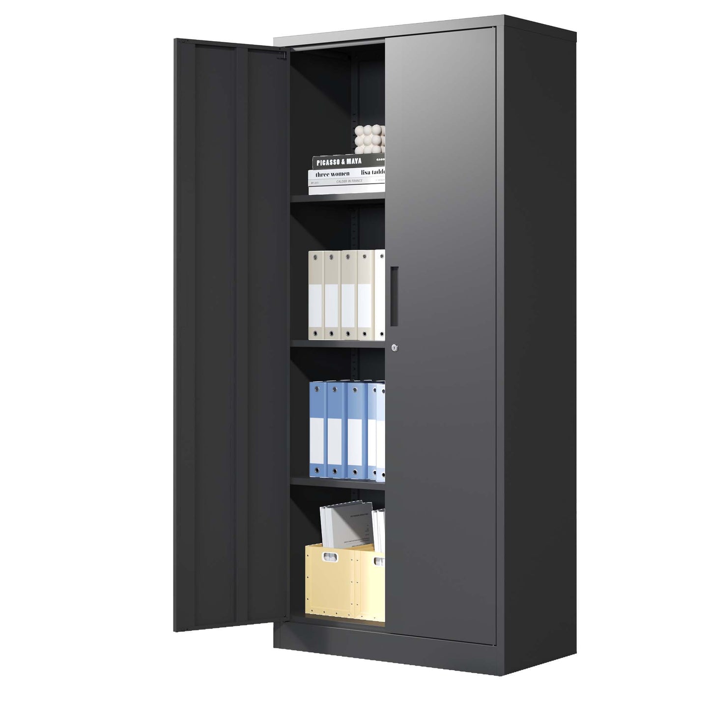 Heavy Metal Garage Storage Cabinet With Locking Doors, Steel, Adjustable Shelves