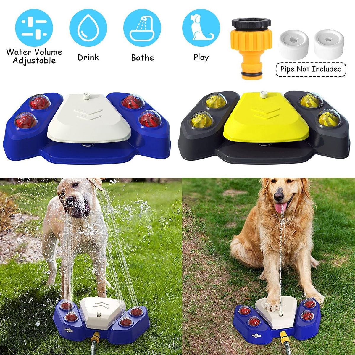 Dog Water Fountain Multifunctional Automatic Pet Water Dispenser Outdoor Step-on Activated Sprinkler for Drinking Shower Fun