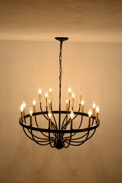 15-Light Industrial Iron Candle Chandelier Modern Farmhouse Pendant Light
