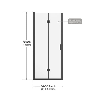 Bifold Frameless Shower Door With Tempered Clear Glass