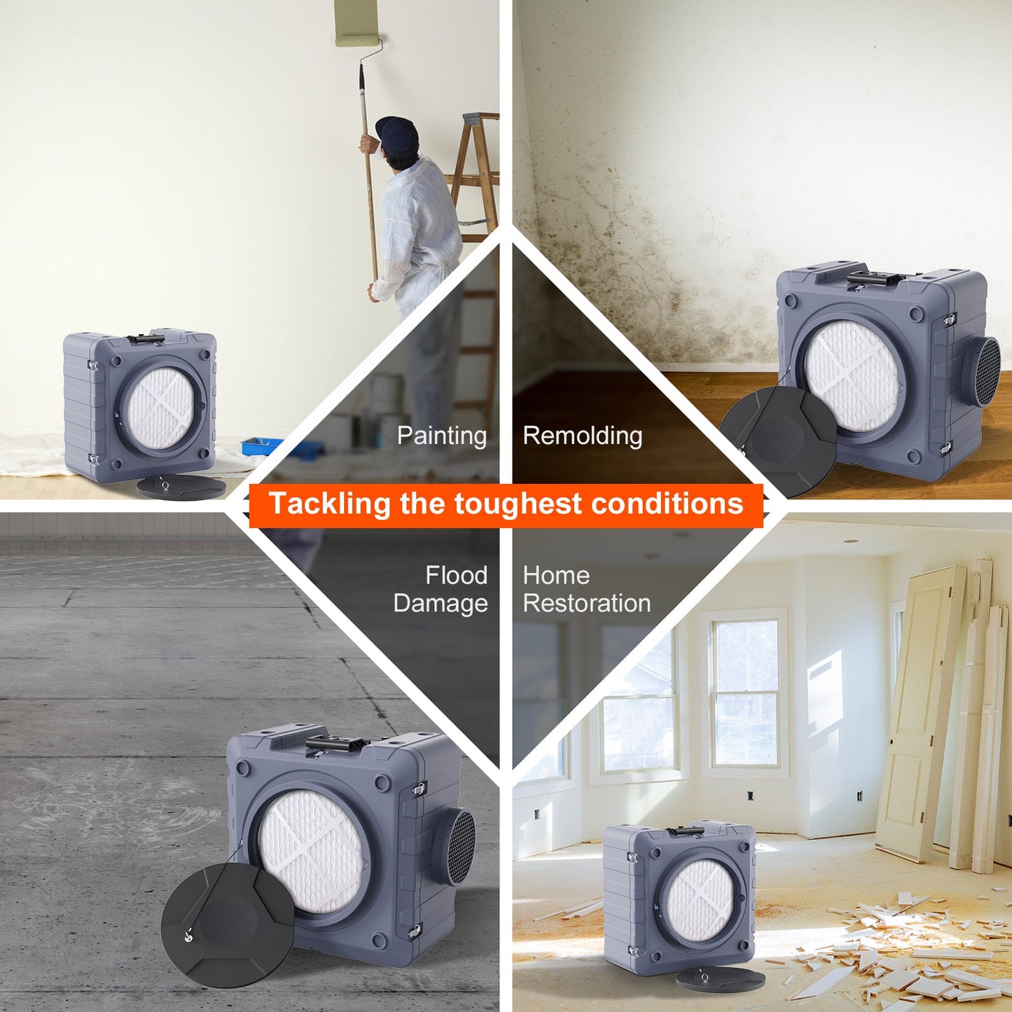 Air Scrubber with 3-Stage Filtration, Stackable Negative Air Machine 800 CFM